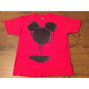Disney Parks Melting Dripping Mickey Mouse T-Shirt Size L Large Red and Black